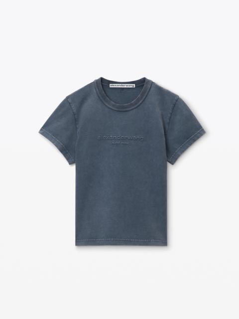 shrunken logo embossed tee in cotton