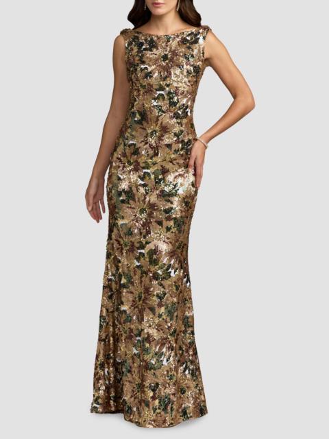 MAC DUGGAL Women's Sequin Cowl Back Gown - Chocolate Multi