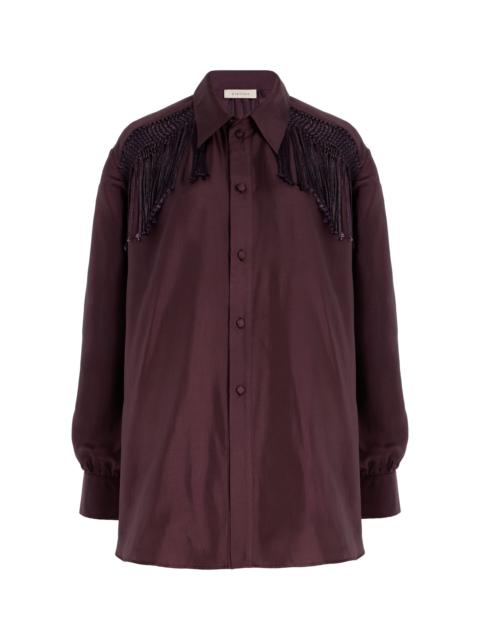 diotima Epaullette Embellished Silk Twill Shirt berry