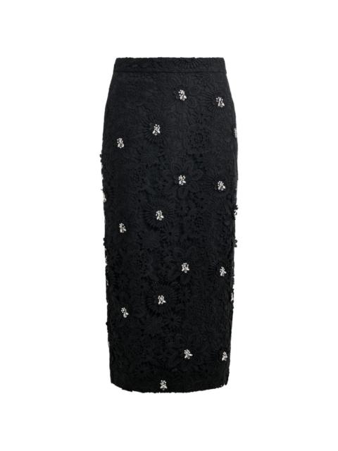 ESSENTIEL ANTWERP floral-lace midi straight skirt