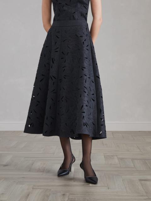 Techno virgin wool flannel fern motif circle skirt