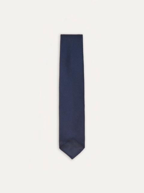 Drake's Navy Fine Woven Grenadine Silk Hand Rolled Tie