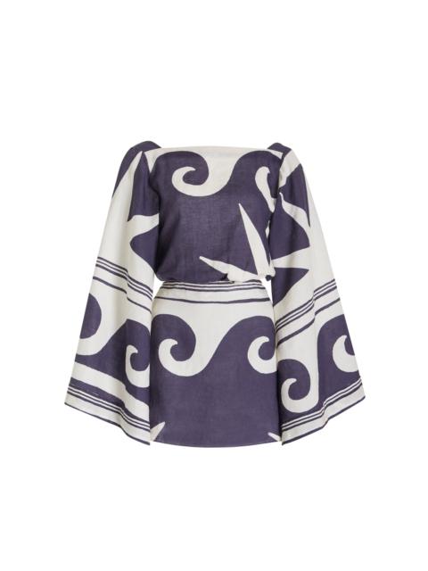 Johanna Ortiz Wave After Wave Organic Linen Mini Dress multi