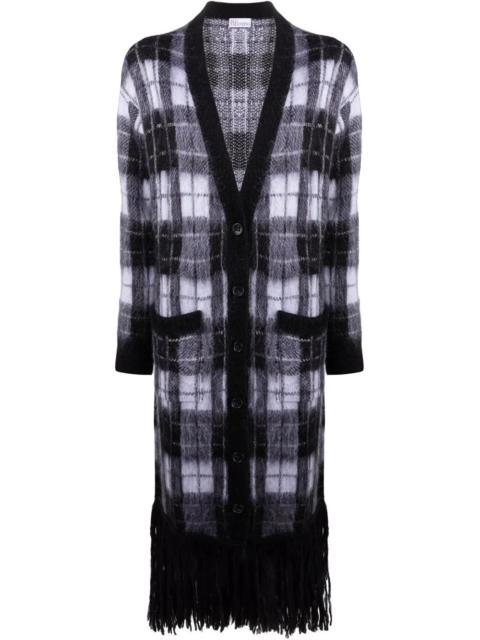 REDValentino fringed check-print cardigan