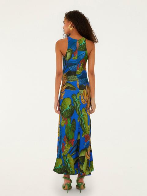 FARM RIO Blue Banana Grapes Sleeveless Lenzing Ecovero Maxi Dress