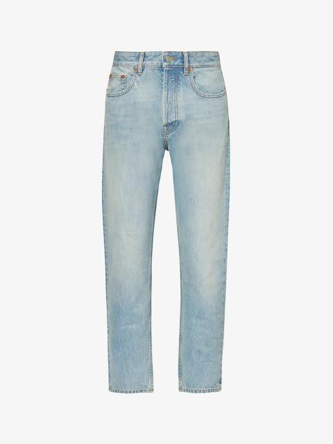 Faded-wash tapered-leg regular-fit jeans