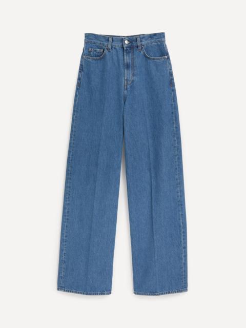 Wide Leg Vibrant Blue Denim Jeans
