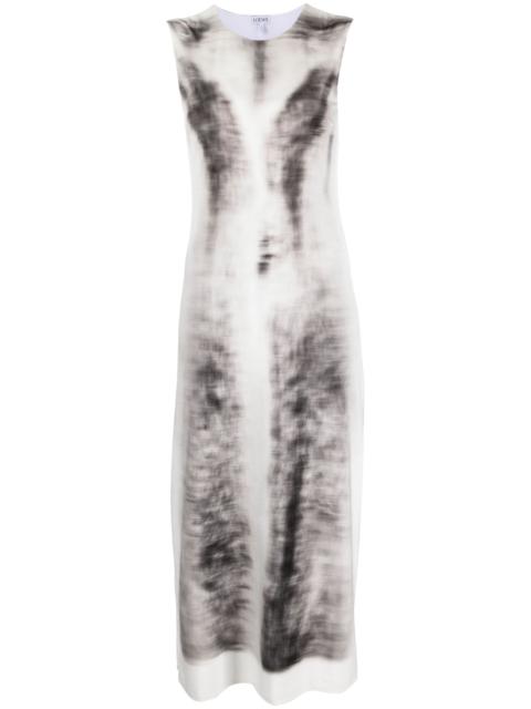 Grey Trompe L'oeil-Print Velvet Dress
