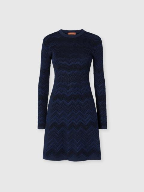 Missoni Zig zag viscose and wool crewneck dress