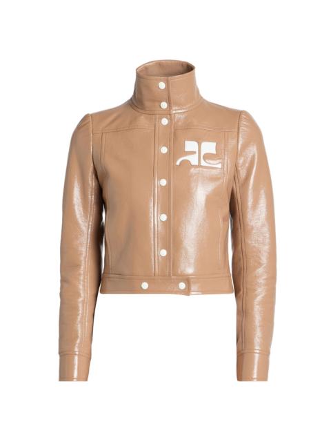 courrèges Women's Reedition Logo Vinyl Crop Jacket - Bronze