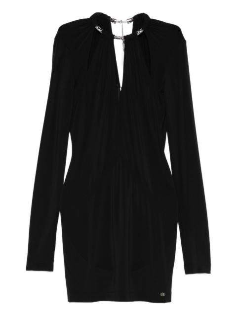 AMIRI embellished-neck long-sleeve mini dress