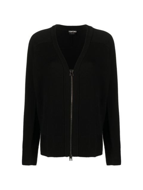zip-up virgin-wool cardigan