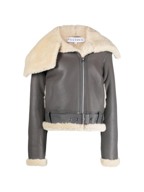 JW Anderson Jacke fleece-collar leather coat