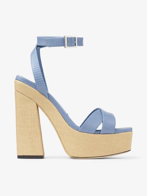 Gaia 140
Denim Lizard Printed Leather Platform Sandals