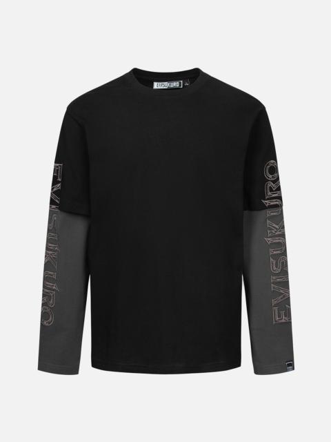 EVISU 2-in-1 3D Logo Embroidery Loose Fit Long Sleeve T-shirt