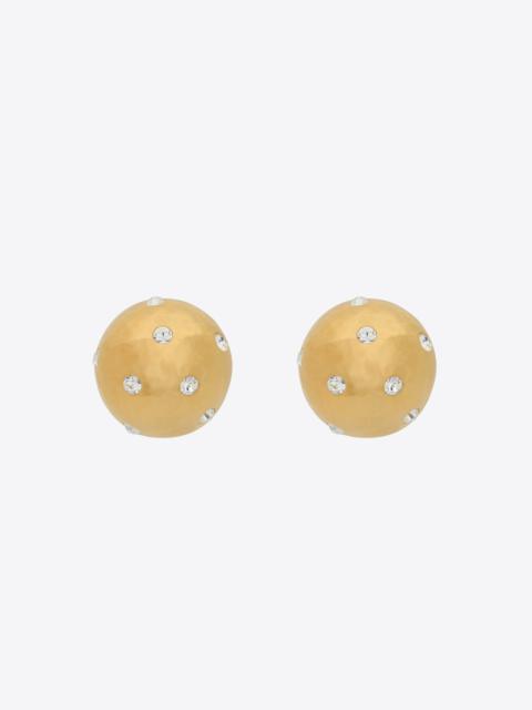 SAINT LAURENT rhinestone dome earrings in metal