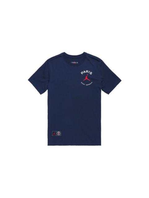 Jordan Air Jordan Paris Saint-Germain team logo Logo Printing Sports Round Neck Short Sleeve Blue DB6515-41
