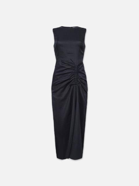 Sleeveless Ruched Front Tie Dress in Navy