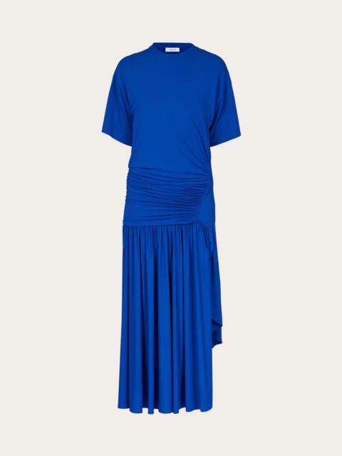 ワンピース FERRAGAMO LONG BLUE DRESS WITH DRAPING FERRAGAMO Long blue dress with draping | thedoublef | REVERSIBLE