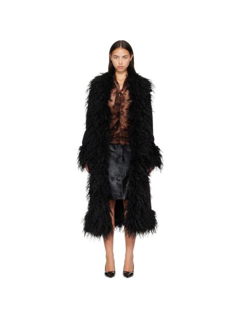 ANNA SUI Black Belted Faux-Suede Coat