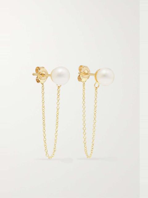 14-karat gold pearl earrings