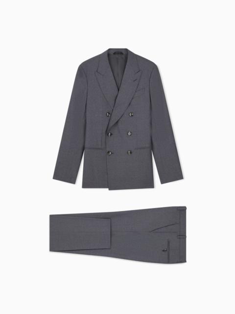 GIORGIO ARMANI DOUBLE-BREASTED PINSTRIPED VIRGIN WOOL SUIT NAPOLI