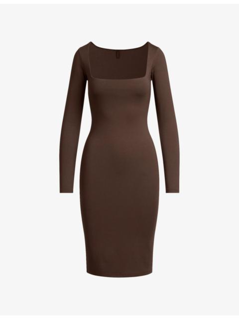 SKIMS Smooth Layers Square-Neck Modal-Jersey Midi Dress