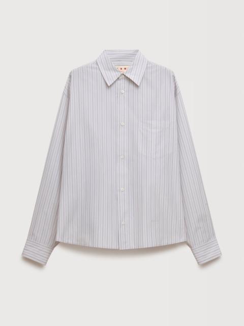 Marni WHITE TECHNO POPLIN SHIRT WITH THIN STRIPE