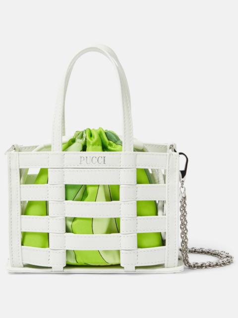 Cage Mini leather and silk tote bag