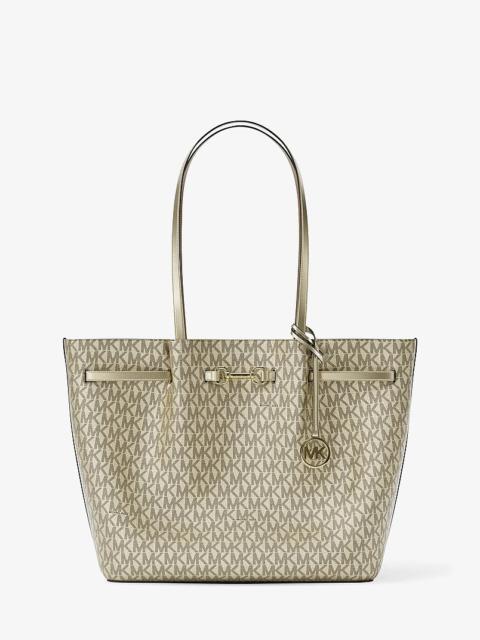 MICHAEL KORS Carson Large Metallic Signature Logo Tote Bag