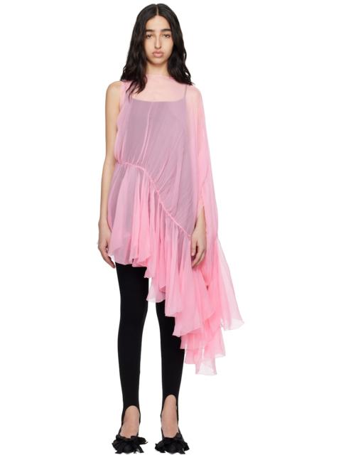 ALAINPAUL Pink & Black Extended Ruffle Blouse