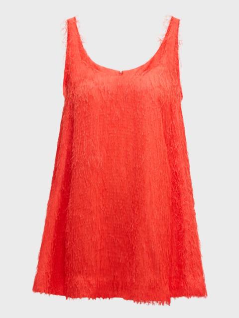 Oscar de la Renta Scoop-Neck Sleeveless Fringe Fil Coupe Mini Dress