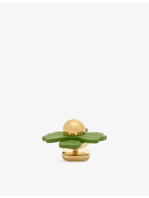 Loewe Flower Brass and Leather Pin