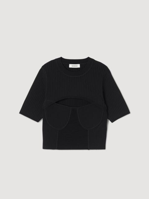 Sandro CROPPED OPENWORK JUMPER