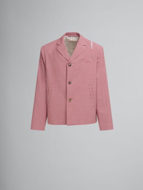 Marni RED AND WHITE GINGHAM WOOL JACKET