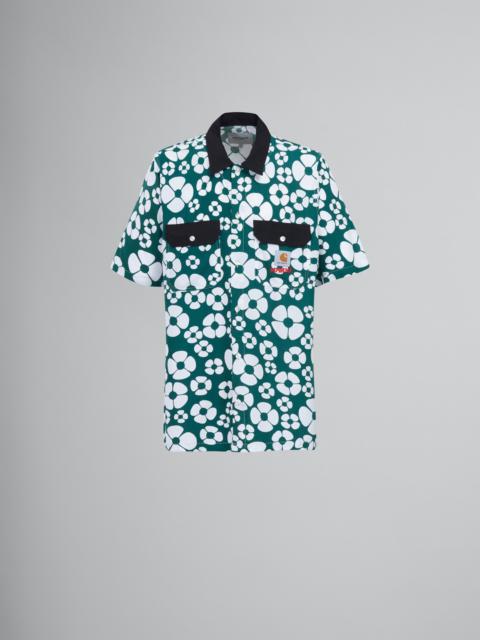 Marni MARNI X CARHARTT WIP - GREEN SHORT-SLEEVED FLORAL SHIRT