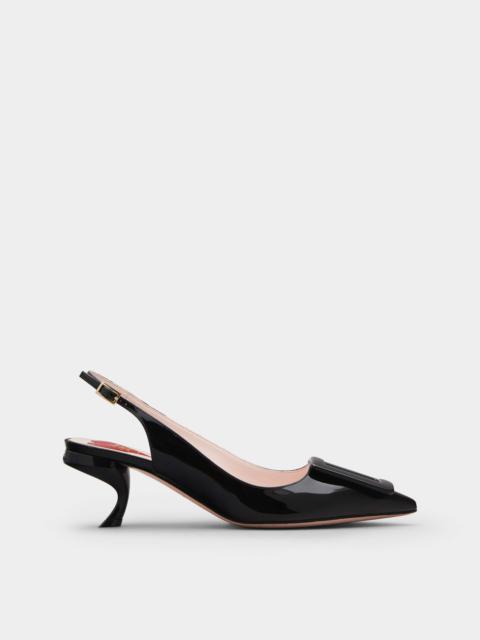 Roger Vivier Virgule Lacquered Buckle Slingback Pumps in Patent Leather