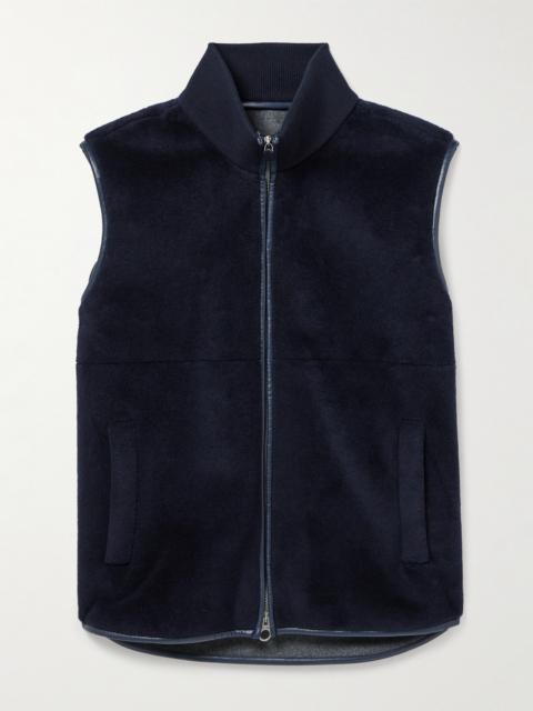 Loro Piana Ennio Leather-Trimmed Wool and Silk-Blend Fleece Gilet