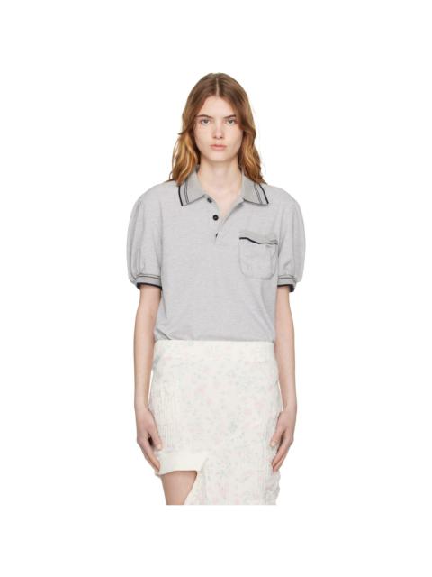 OPEN YY Gray Puffy Piqué Polo