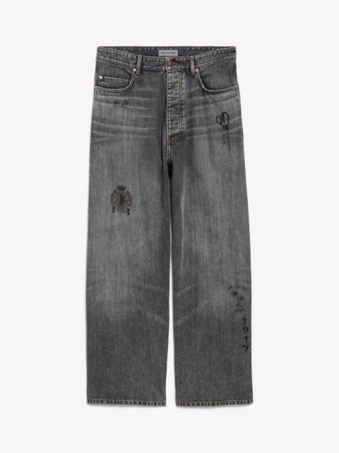BALENCIAGA Men's Tattoo Baggy Pants in Dark Grey