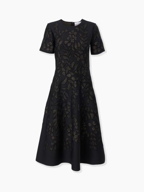 CAROLINA HERRERA Gold-Leaf Jacquard Midi Dress
