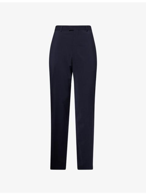 EMPORIO ARMANI Straight-Leg Seersucker Wool-Blend Trousers