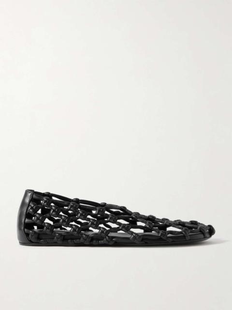 Jil Sander Cutout knotted leather ballet flats Black