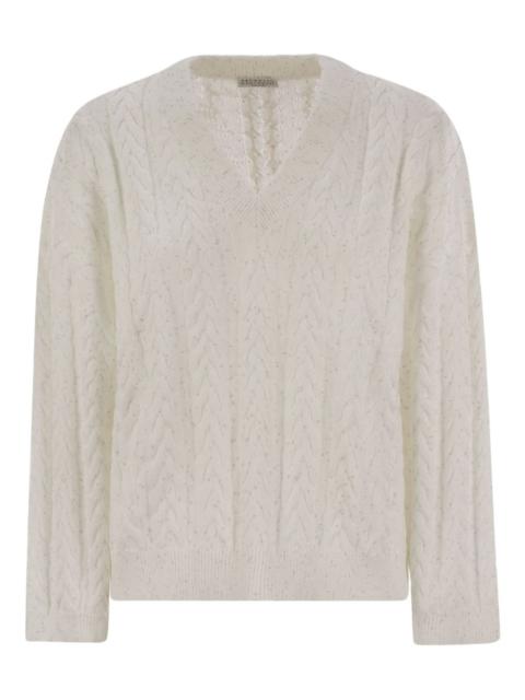 dazzling sequin-braided sweater