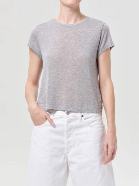 AGOLDE ADINE SHRUNKEN TEE IN GREY HEATHER