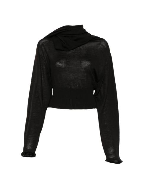 Rick Owens draped-neck ribbed top