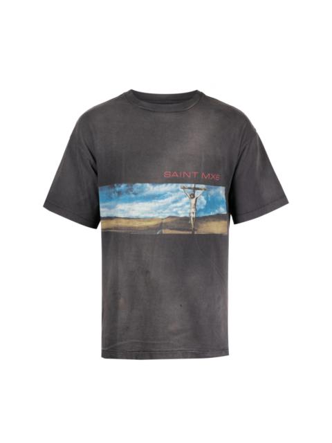 painterly-print cotton T-shirt