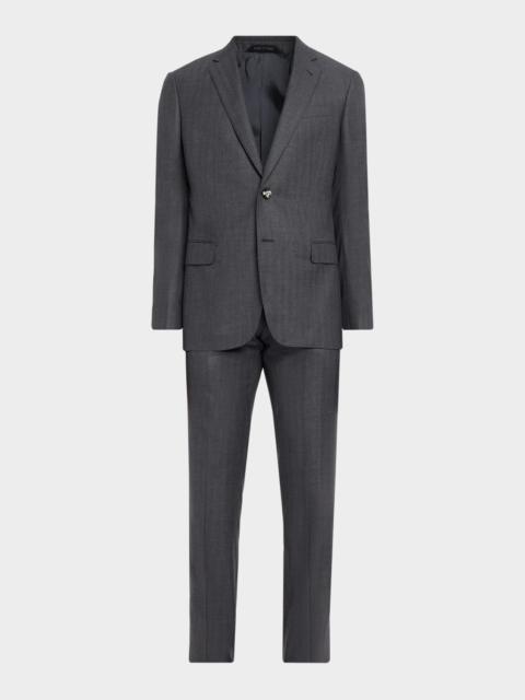 GIORGIO ARMANI Men's Wool Herringbone Single-Breasted Suit