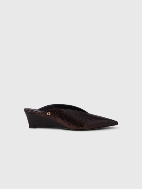 maje Embossed leather wedge mules