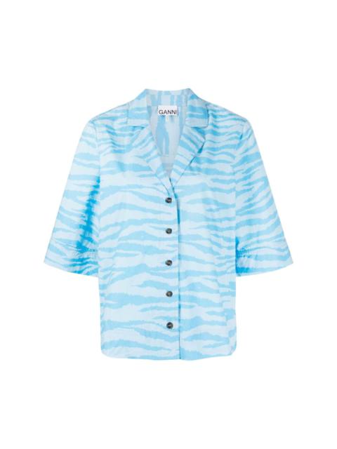 GANNI zebra-print organic-cotton shirt